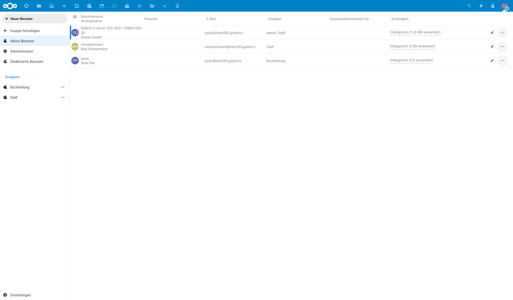 Nextcloud Hub Benutzerverwaltung